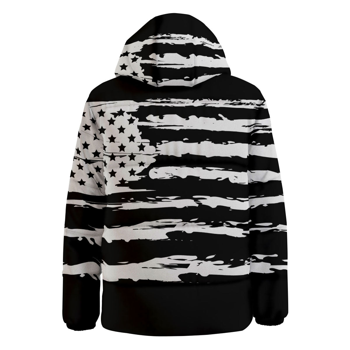 White And Black USA Flag Print Down Jacket-grizzshop