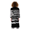 White And Black USA Flag Print Kimono-grizzshop