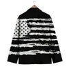 White And Black USA Flag Print Men's Blazer-grizzshop