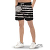 White And Black USA Flag Print Men's Gym Shorts-grizzshop