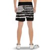 White And Black USA Flag Print Men's Gym Shorts-grizzshop