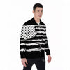 White And Black USA Flag Print Men's Long Sleeve Shirts-grizzshop