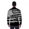 White And Black USA Flag Print Men's Long Sleeve Shirts-grizzshop