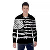 White And Black USA Flag Print Men's Long Sleeve Shirts-grizzshop