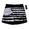 White And Black USA Flag Print Men's Running Shorts-grizzshop