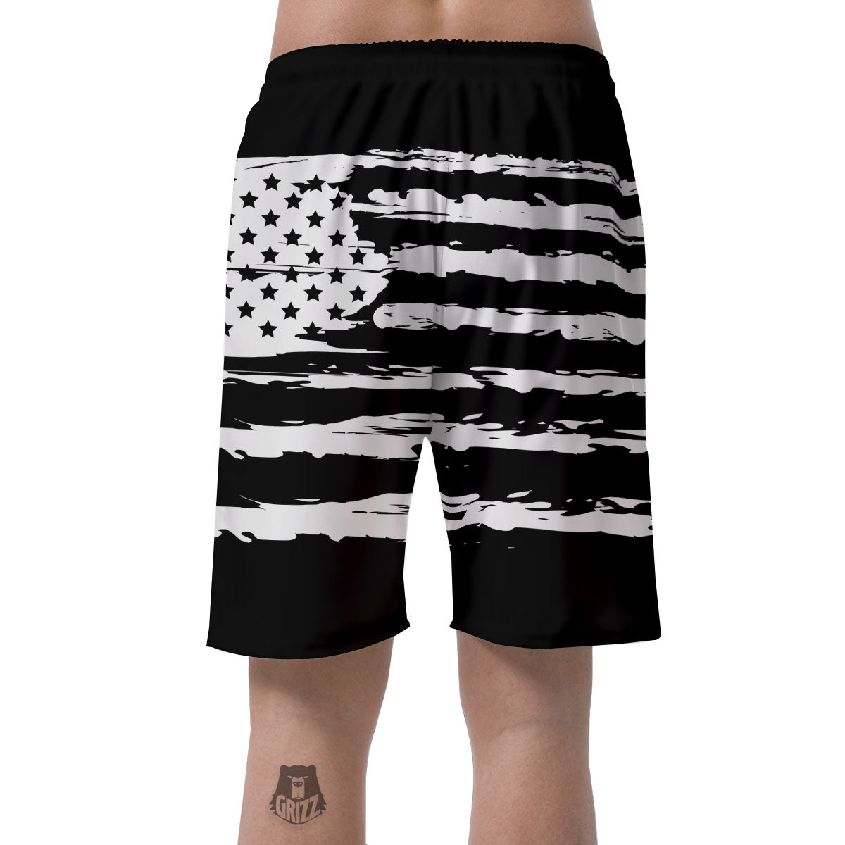 White And Black USA Flag Print Men's Shorts-grizzshop