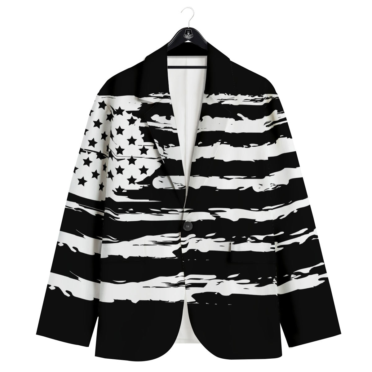 White And Black USA Flag Print Men's Sport Coat-grizzshop