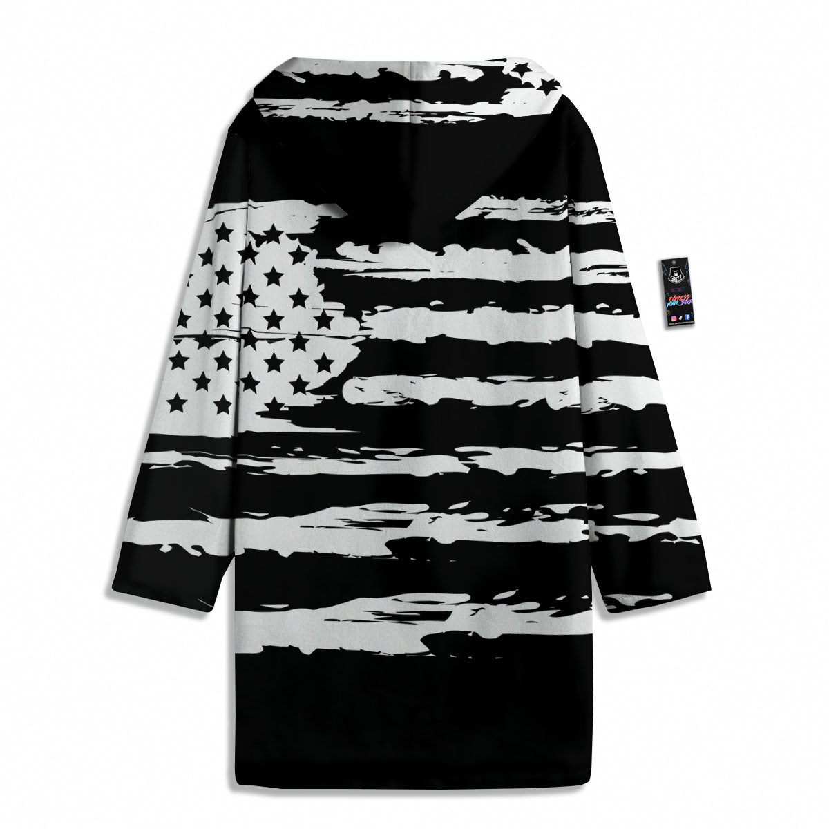 White And Black USA Flag Print Men's Windbreaker Jacket-grizzshop