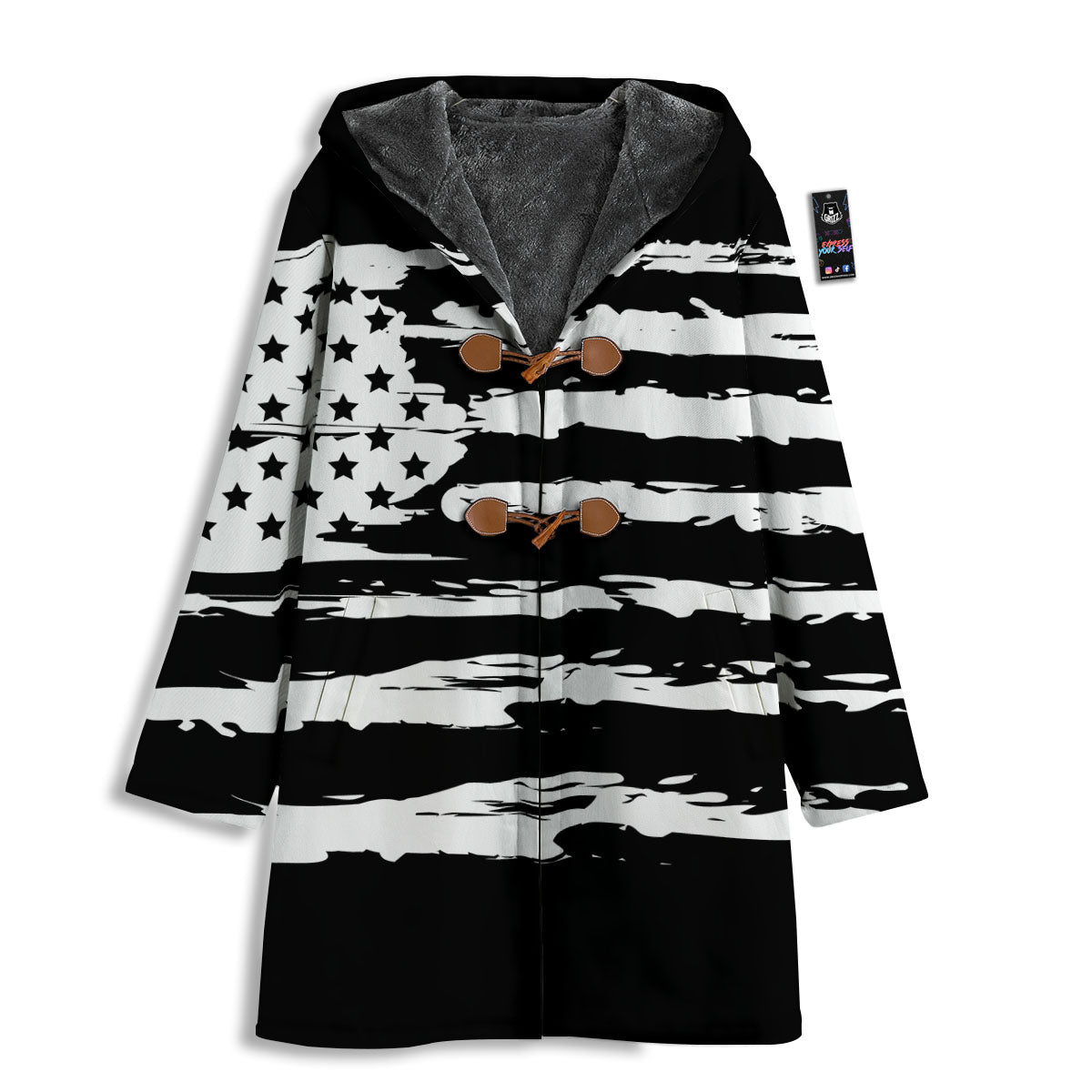 White And Black USA Flag Print Men's Windbreaker Jacket-grizzshop