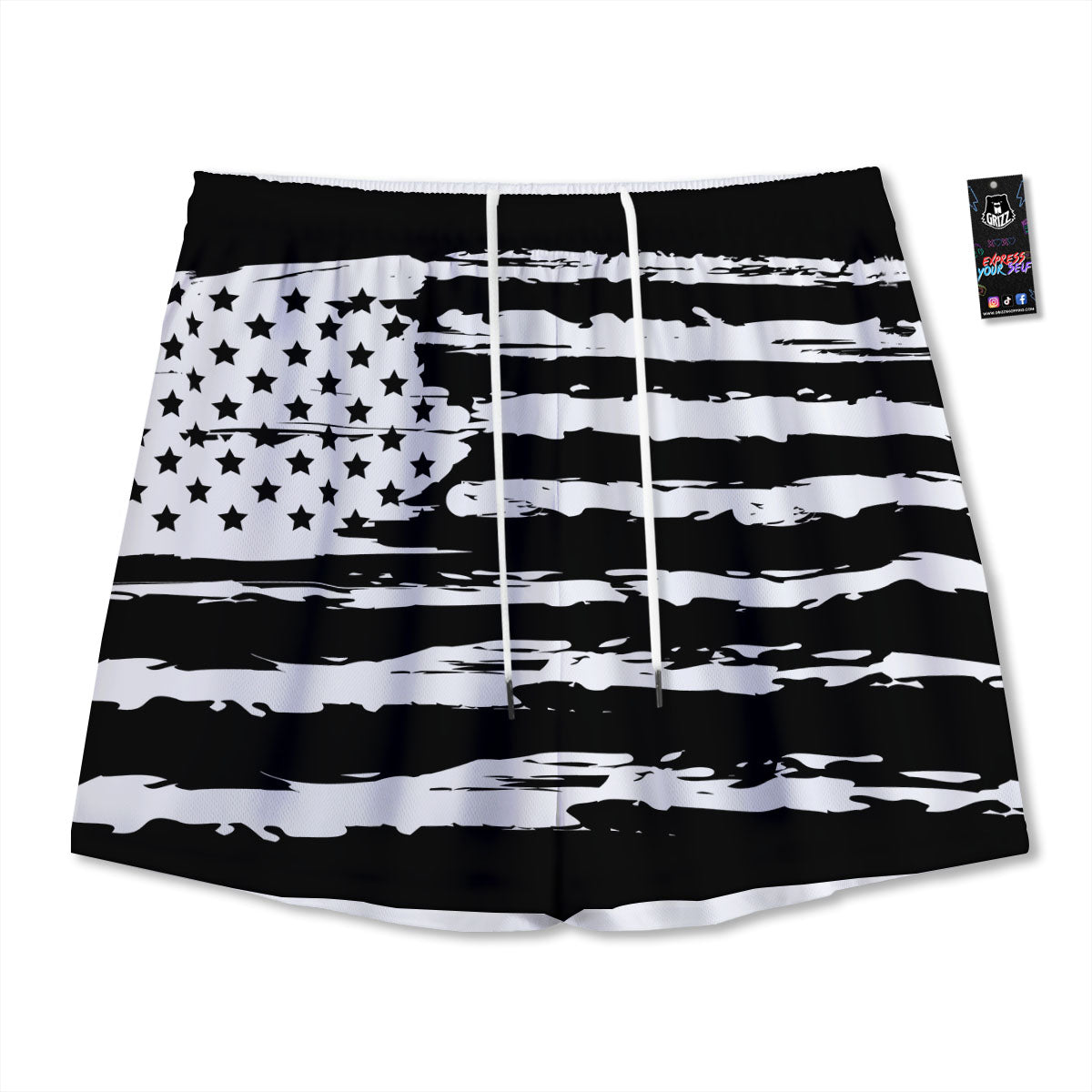 Welder Skull Print Pattern Mesh Shorts