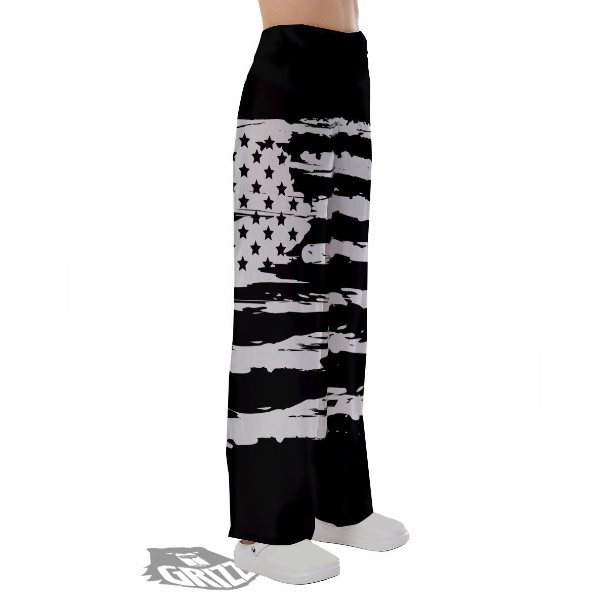 White And Black USA Flag Print Pajama Pants-grizzshop