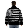 White And Black USA Flag Print Puffer Jacket-grizzshop