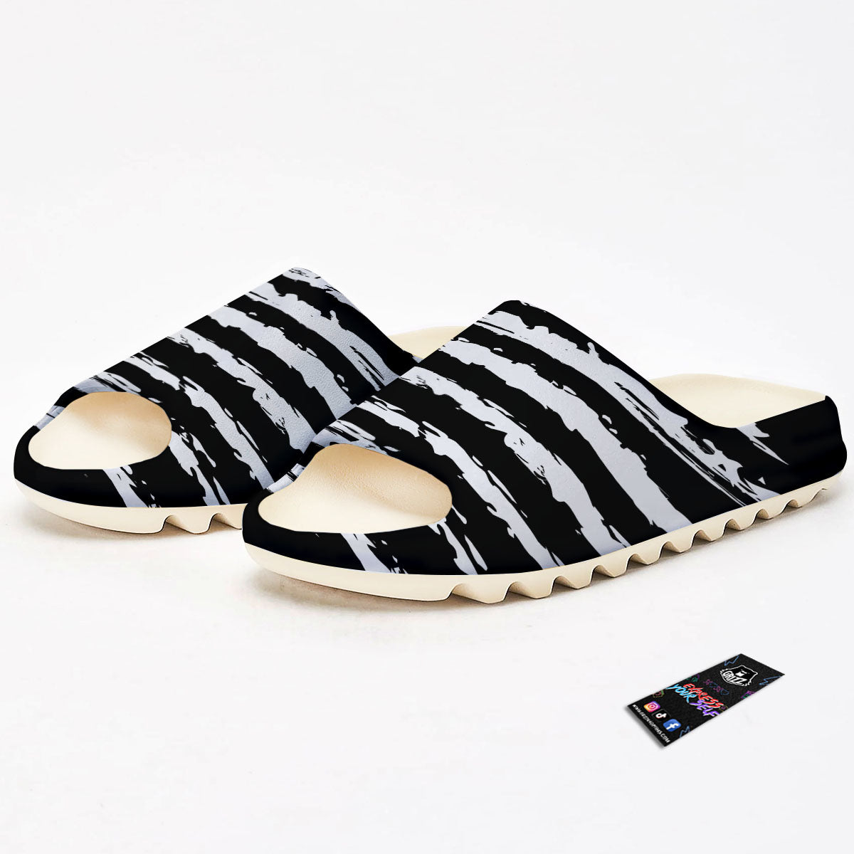 White And Black USA Flag Print Sandals-grizzshop