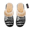 White And Black USA Flag Print Slippers-grizzshop