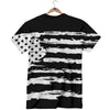 White And Black USA Flag Print T-Shirt-grizzshop