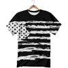 White And Black USA Flag Print T-Shirt-grizzshop