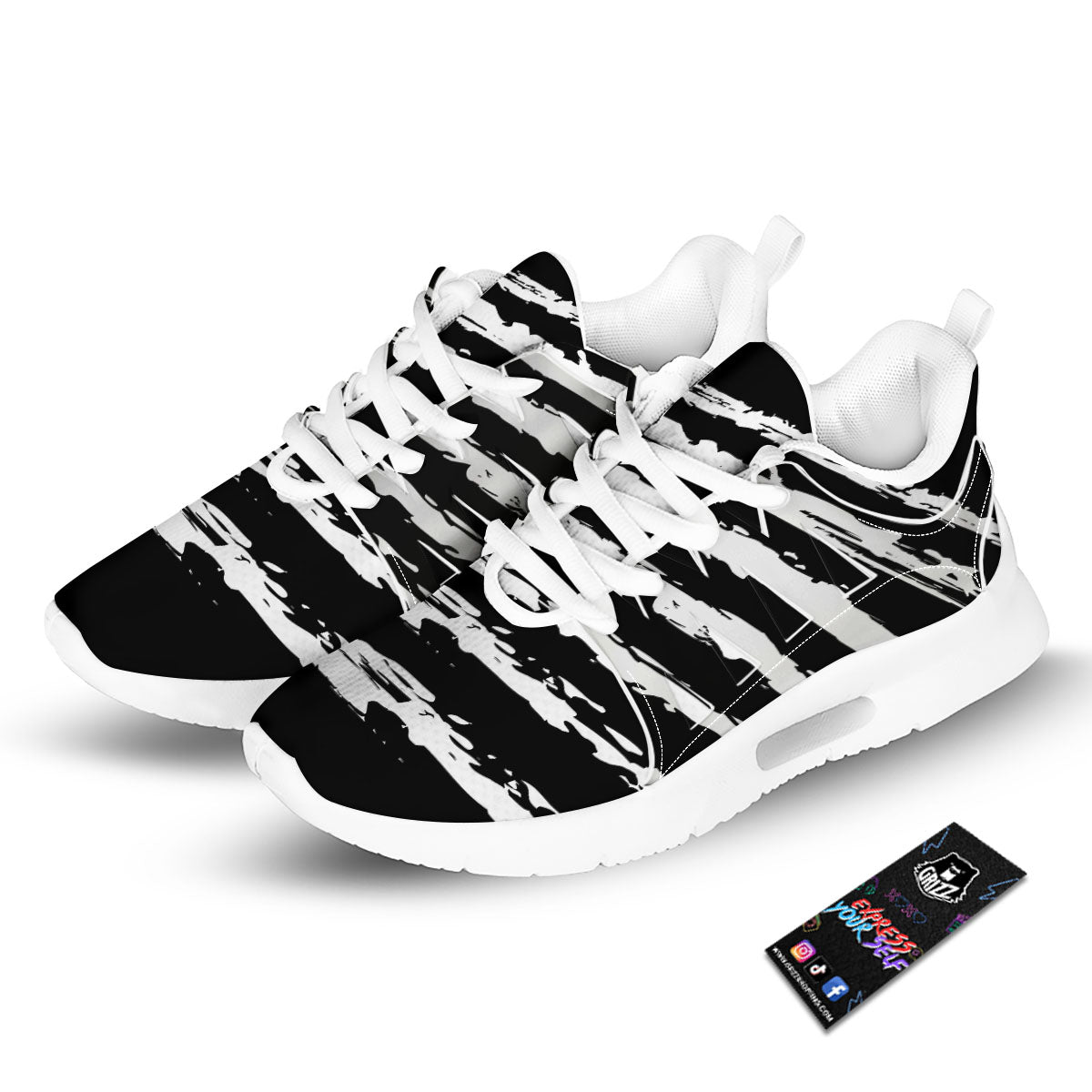 White And Black USA Flag Print Tennis Shoes-grizzshop