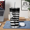 White And Black USA Flag Print Tumbler-grizzshop