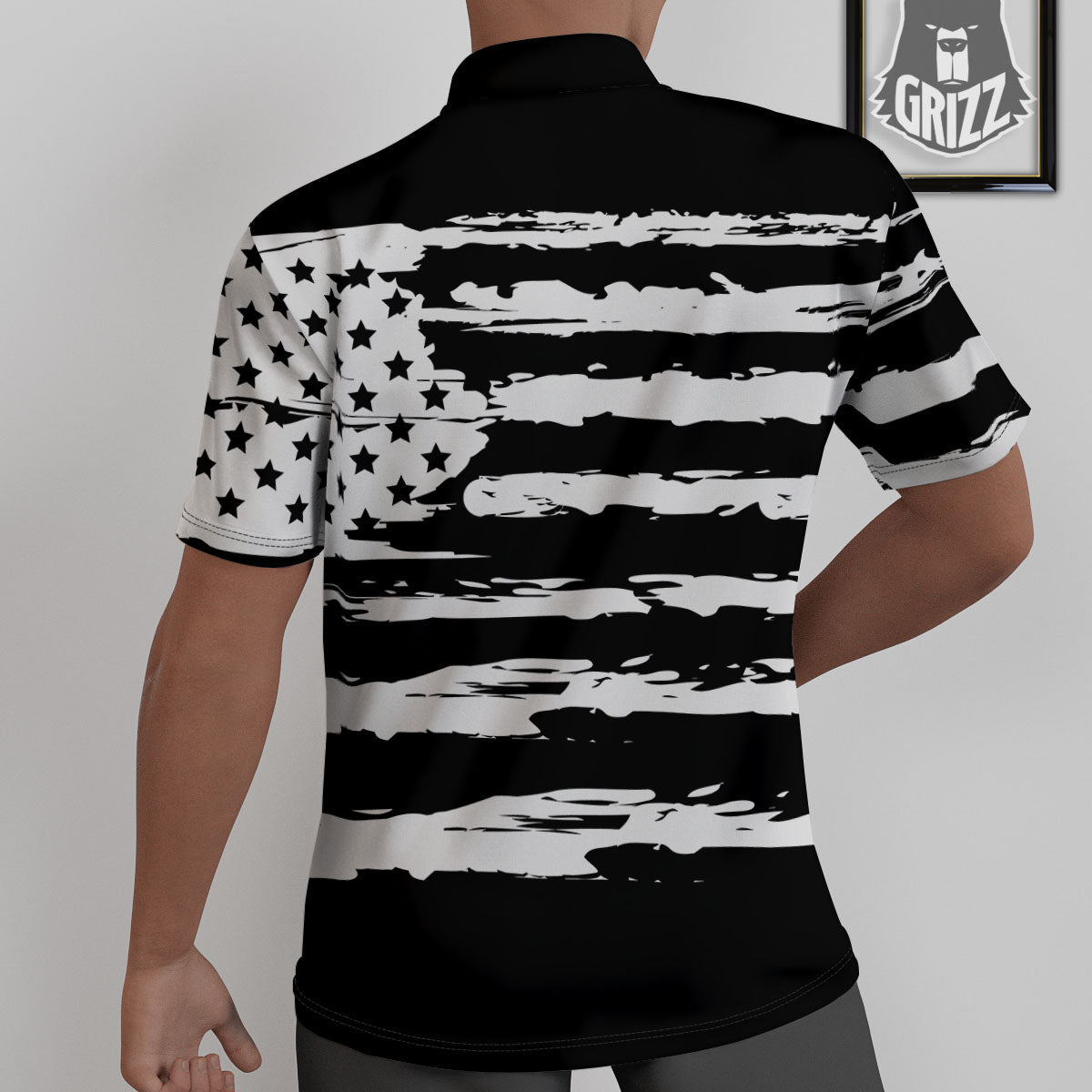 White And Black USA Flag Print Untucked Shirts-grizzshop