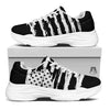 White And Black USA Flag Print White Chunky Shoes-grizzshop