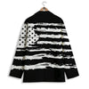 White And Black USA Flag Print Women's Blazer-grizzshop