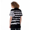 White And Black USA Flag Print Women's Golf Shirts-grizzshop