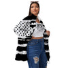 White And Black USA Flag Print Women's Sherpa Jacket-grizzshop