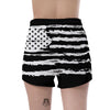 White And Black USA Flag Print Women's Shorts-grizzshop