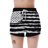 White And Black USA Flag Print Women's Shorts-grizzshop