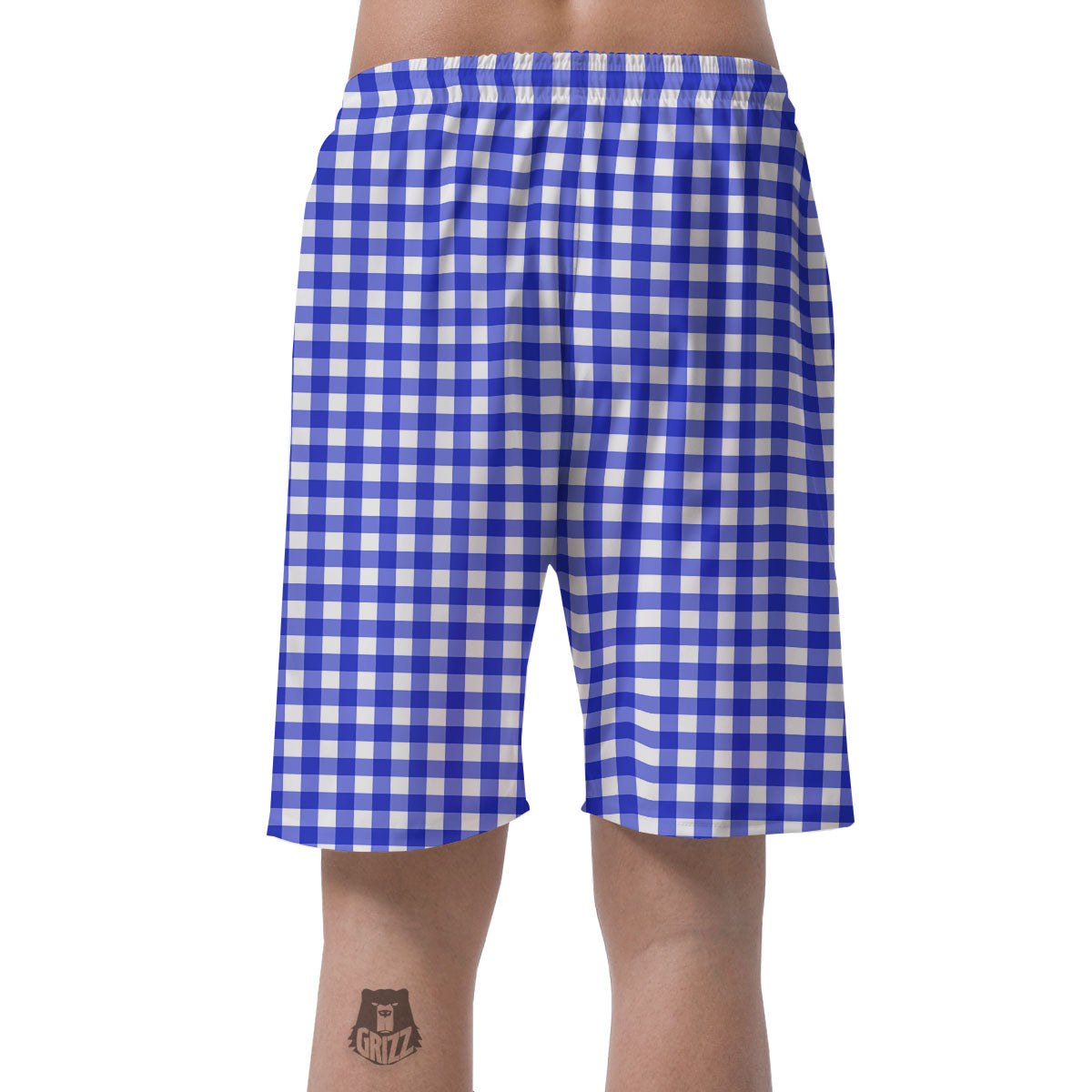 White And Blue Check Print Pattern Men's Shorts-grizzshop