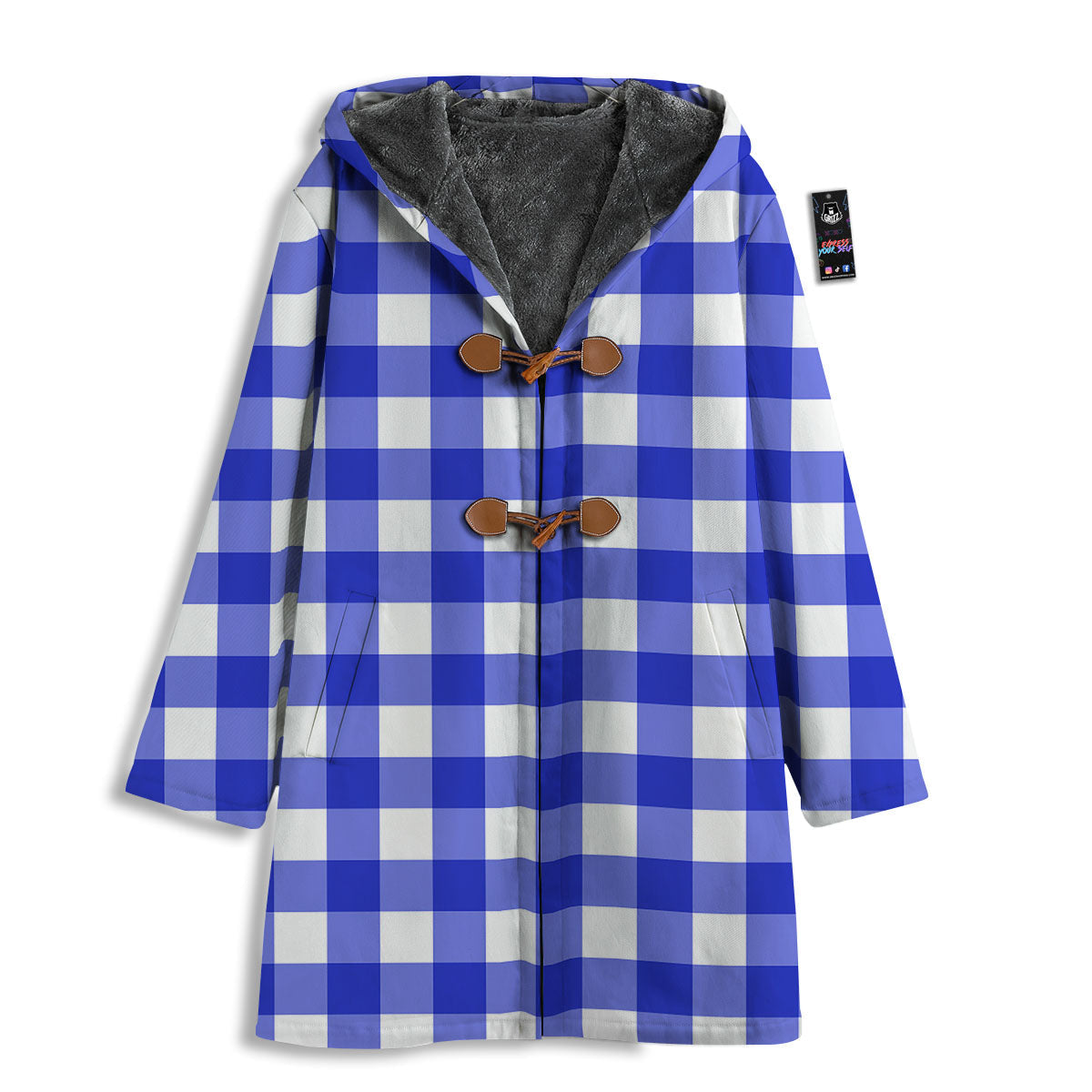 White And Blue Check Print Pattern Men's Windbreaker Jacket