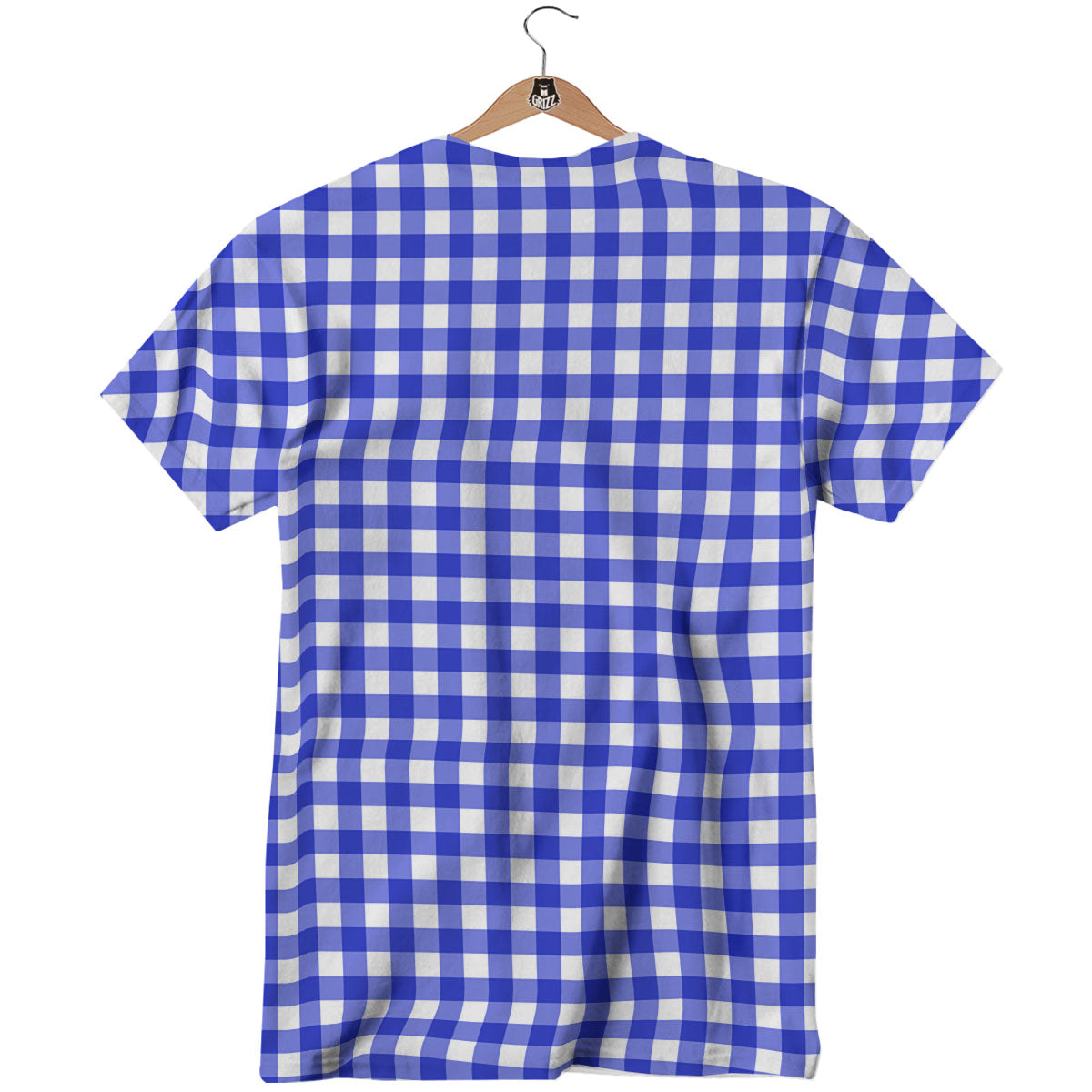White And Blue Check Print Pattern T-Shirt-grizzshop