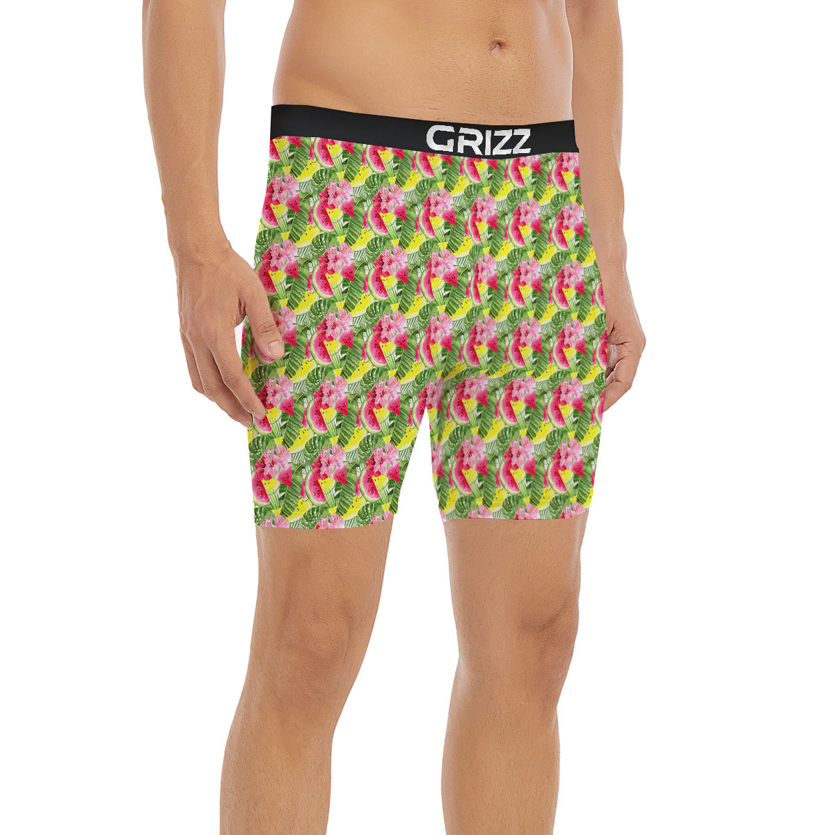White And Blue Floral Glen Plaid Print Boxer Briefs-grizzshop