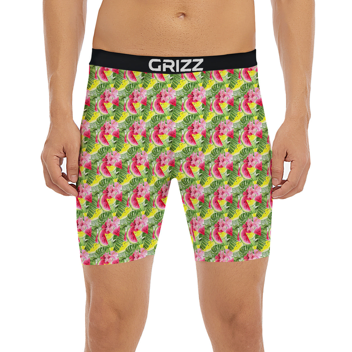 White And Blue Floral Glen Plaid Print Boxer Briefs-grizzshop