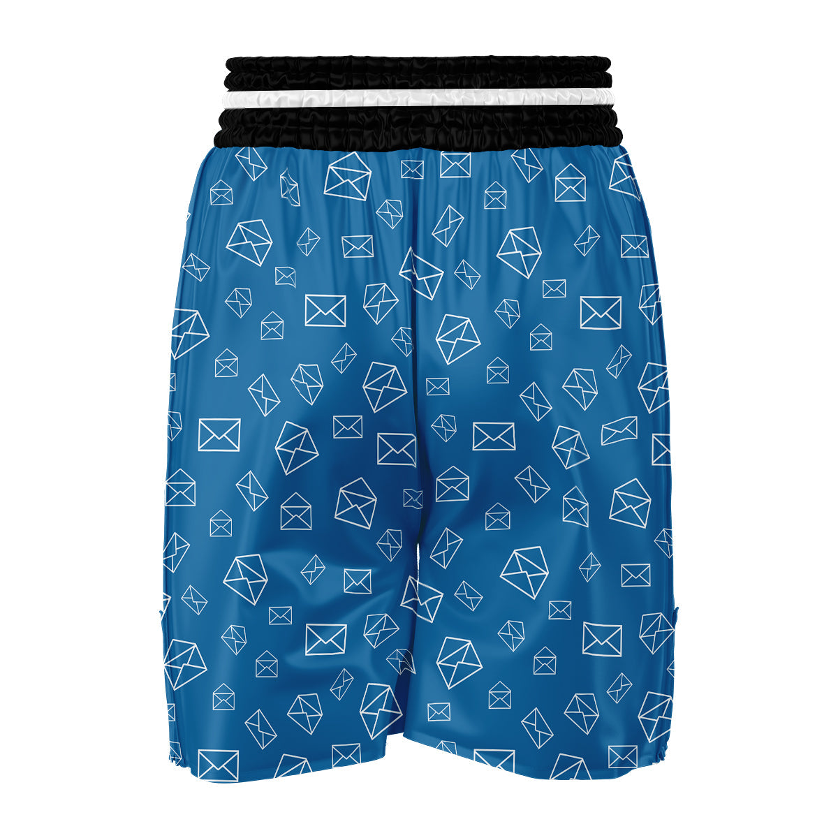 White And Blue Mail Print Pattern Boxing Shorts-grizzshop