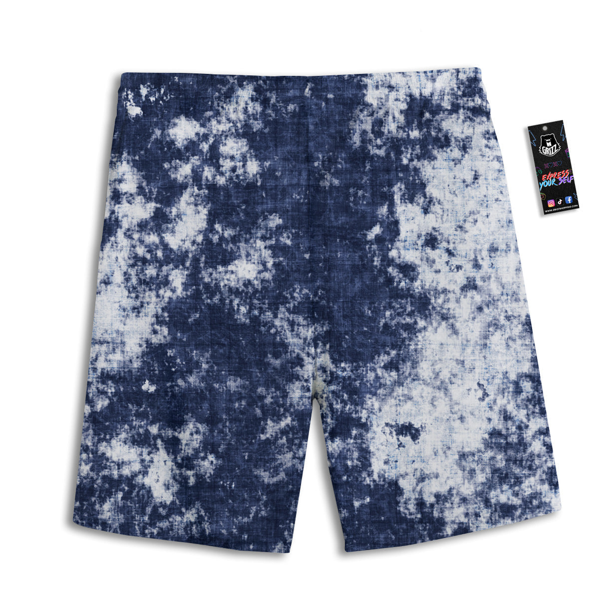 White And Blue Tie Dye Acid Wash Print Men's Athletic Shorts