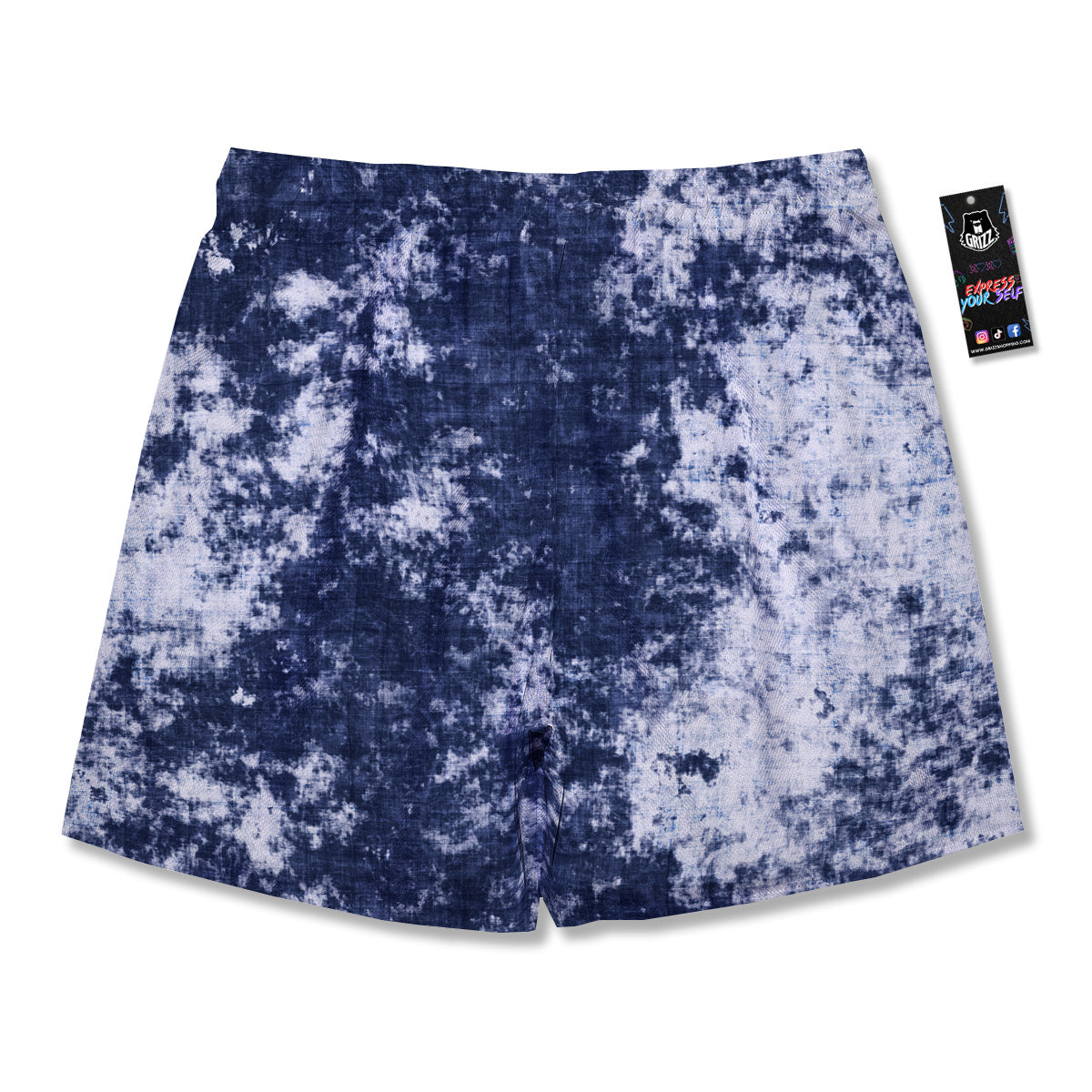 White And Blue Tie Dye Acid Wash Print Men's Running Shorts-grizzshop