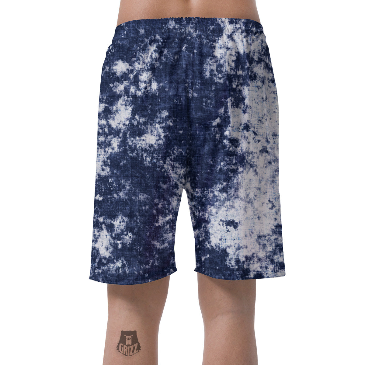 White And Blue Tie Dye Acid Wash Print Men's Shorts-grizzshop