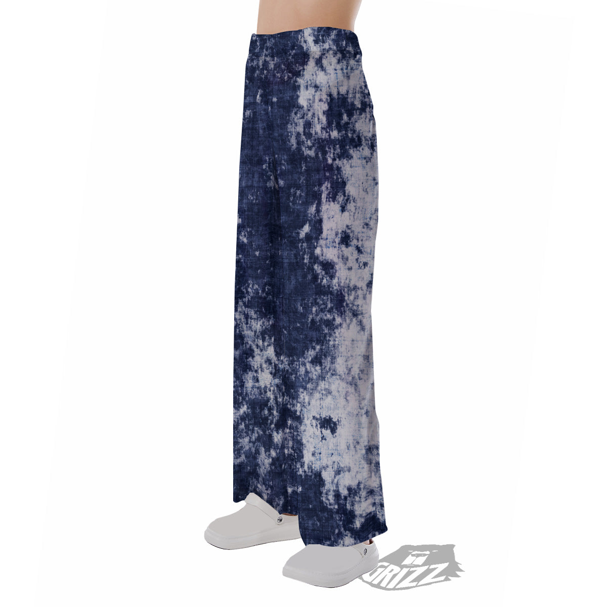 White And Blue Tie Dye Acid Wash Print Pajama Pants-grizzshop