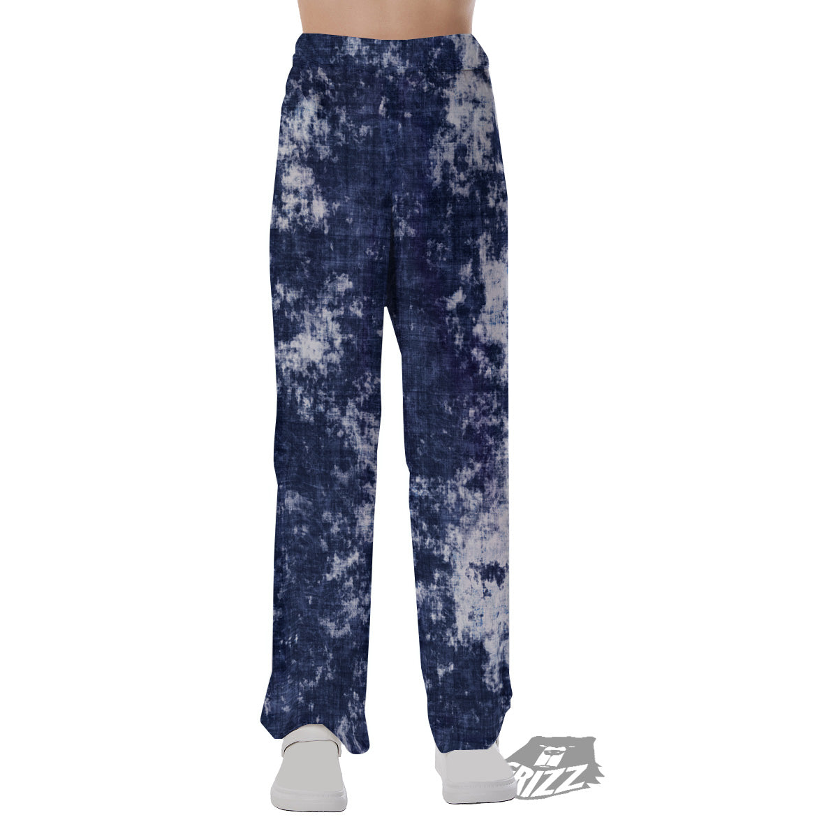White And Blue Tie Dye Acid Wash Print Pajama Pants-grizzshop