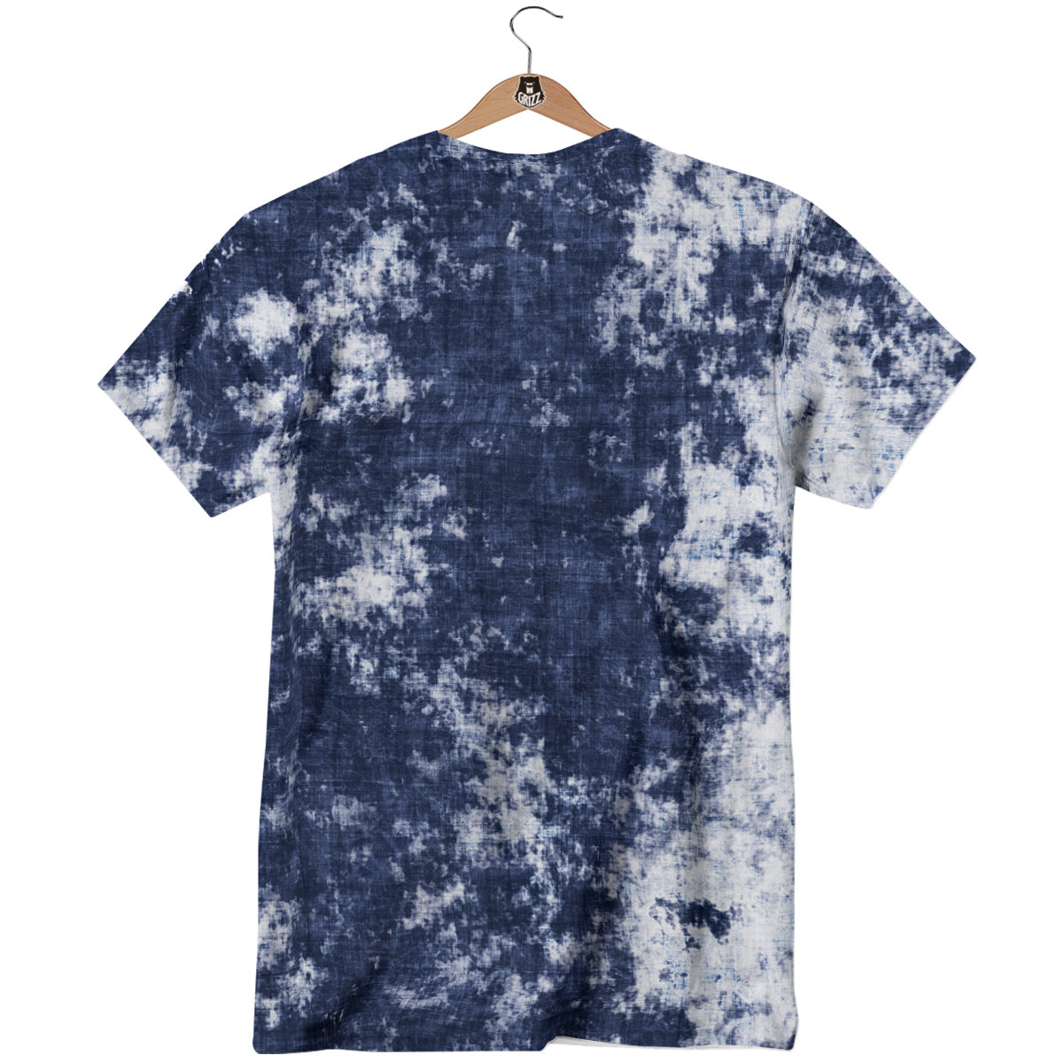 White And Blue Tie Dye Acid Wash Print T-Shirt-grizzshop