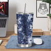 White And Blue Tie Dye Acid Wash Print Tumbler-grizzshop