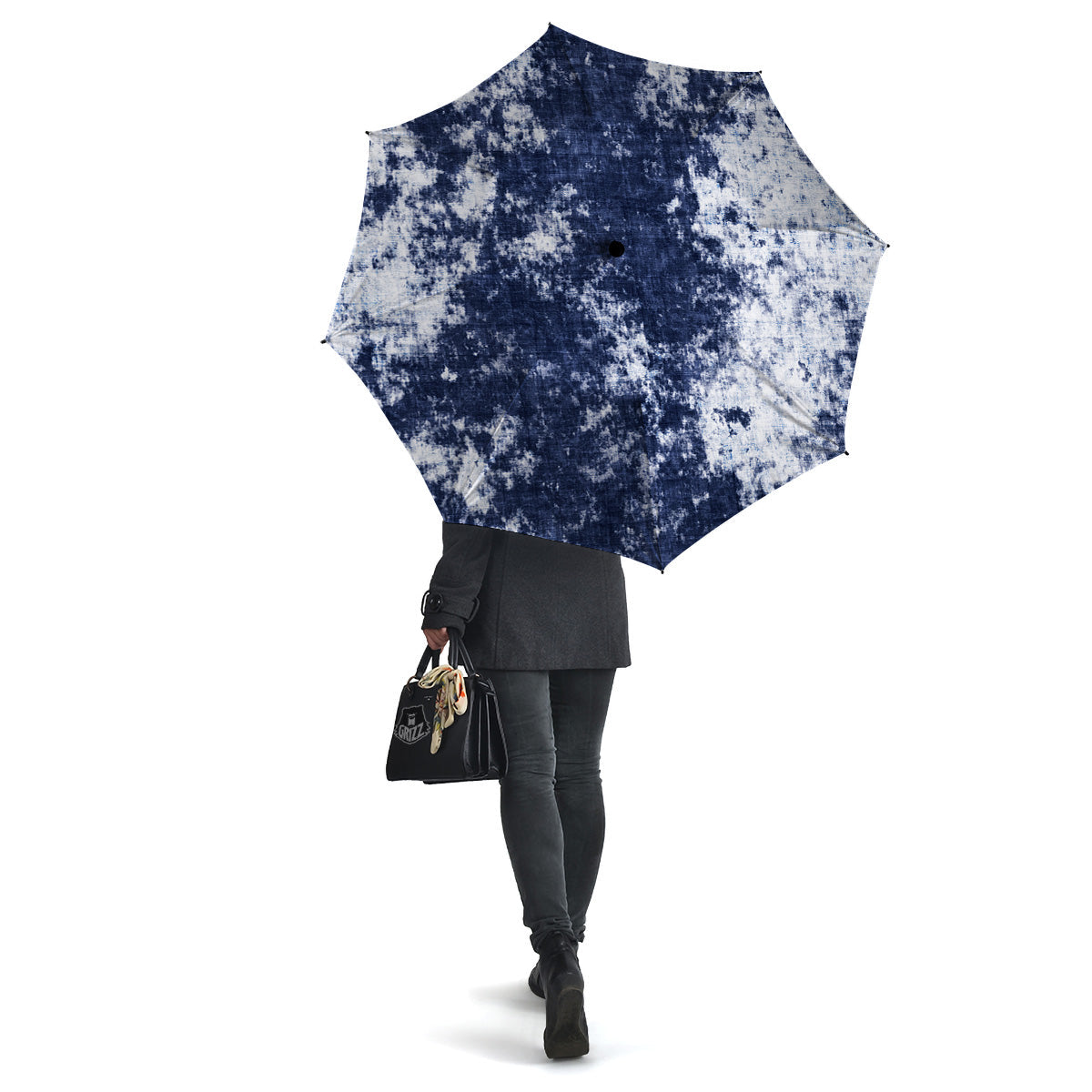 White And Blue Tie Dye Acid Wash Print Umbrella-grizzshop