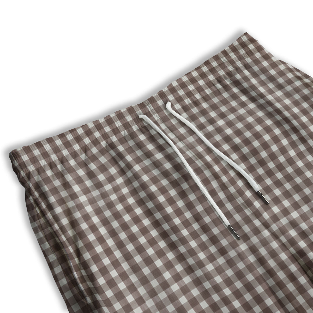 White And Brown Doodle Check Print Pattern Men's Athletic Shorts