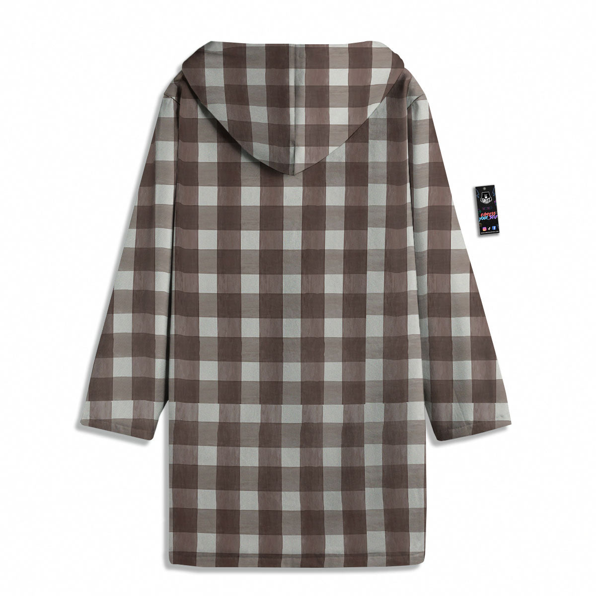 White And Brown Doodle Check Print Pattern Men's Windbreaker Jacket