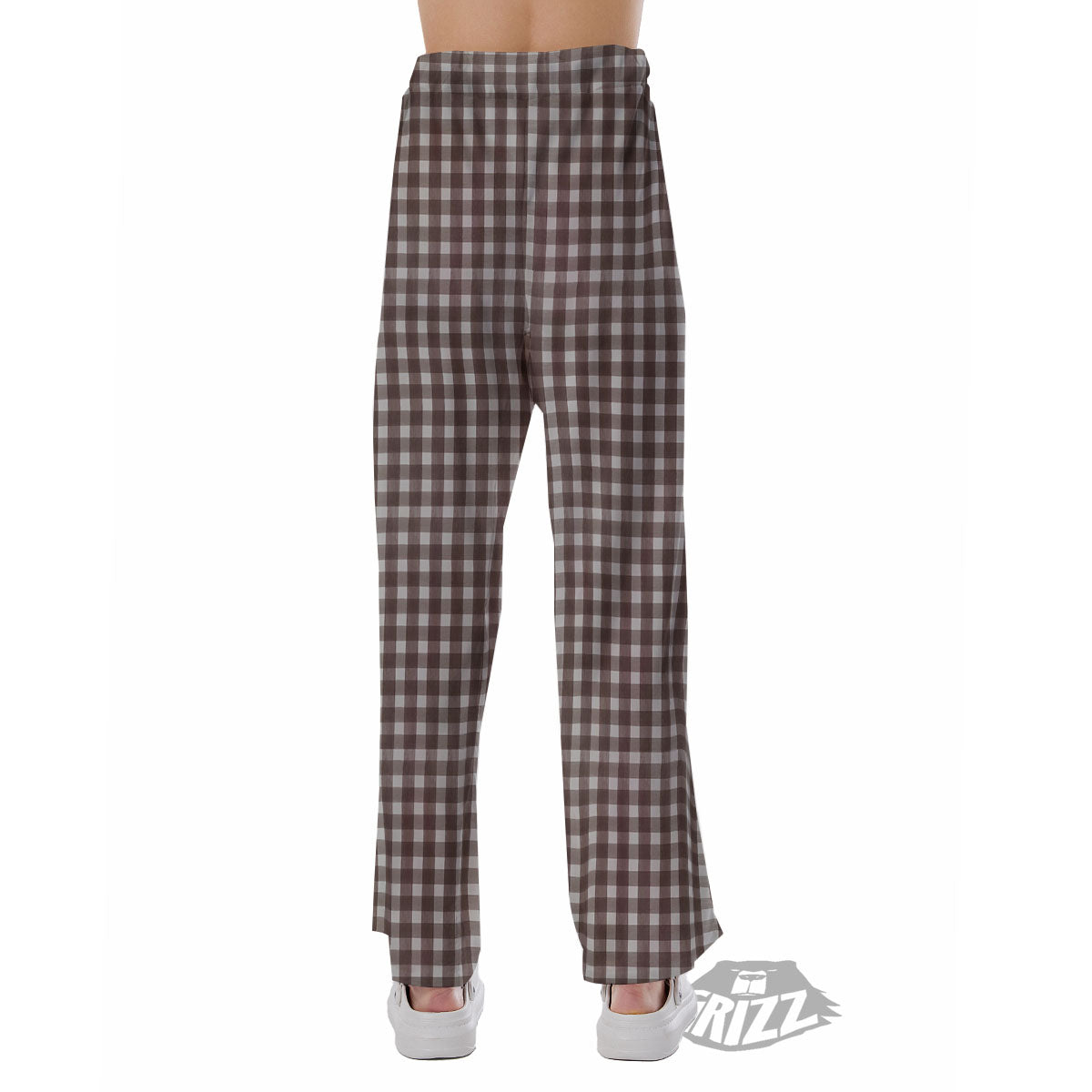 White And Brown Doodle Check Print Pattern Pajama Pants-grizzshop