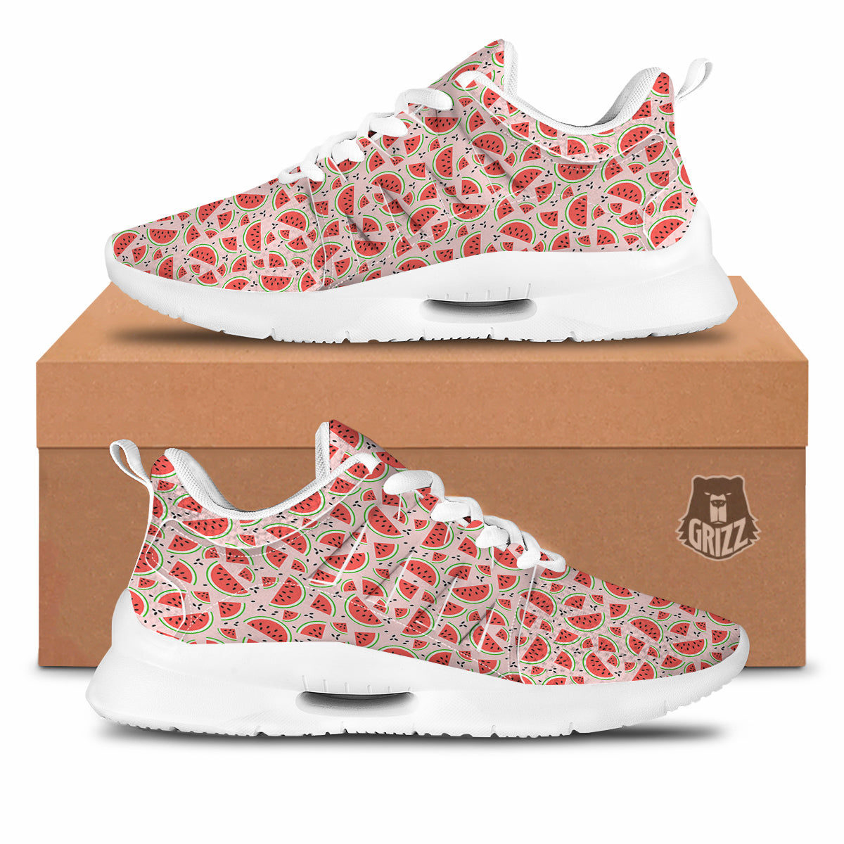 White And Brown Doodle Check Print Pattern Tennis Shoes-grizzshop
