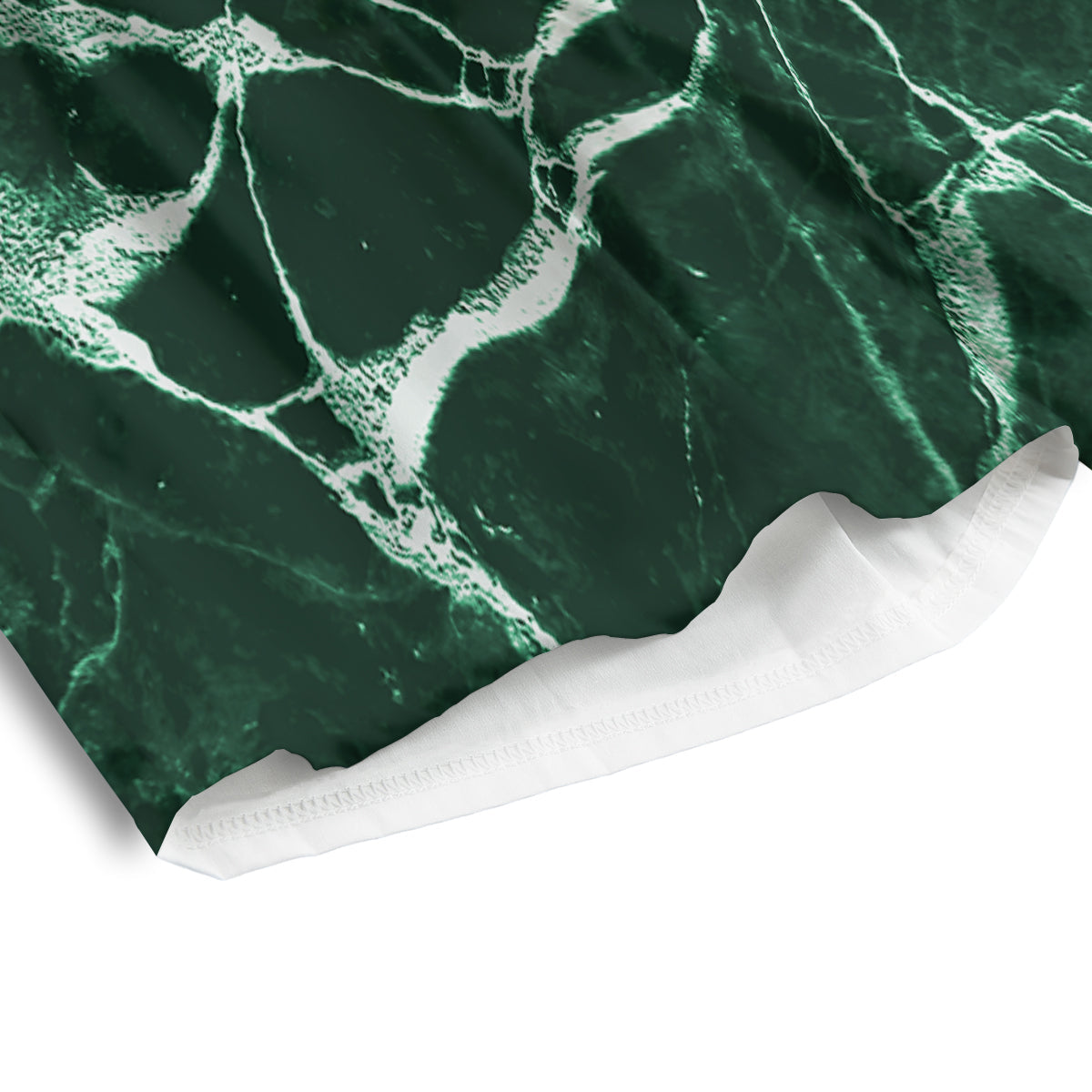 White And Dark Green Marble Texture Print Men's Athletic Shorts