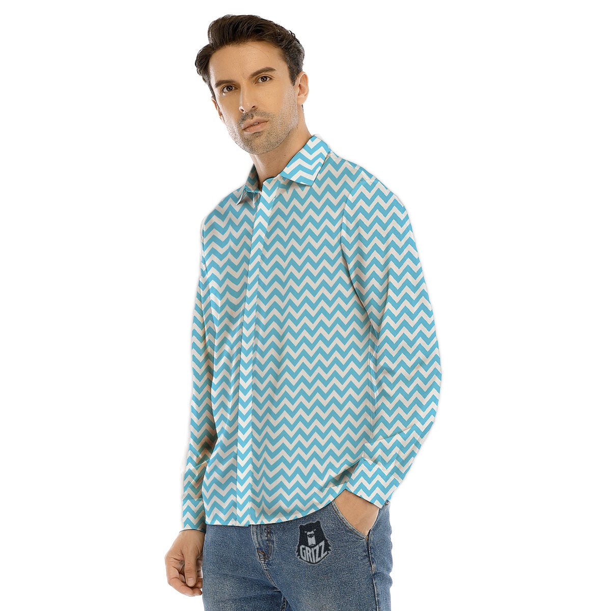 White And Dark Green Marble Texture Print Men's Dress Shirts-grizzshop