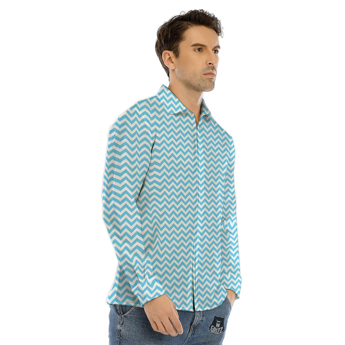 White And Dark Green Marble Texture Print Men's Dress Shirts-grizzshop